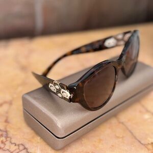 Bulgari Tortoise Shell Sunglasses with Gold Accents